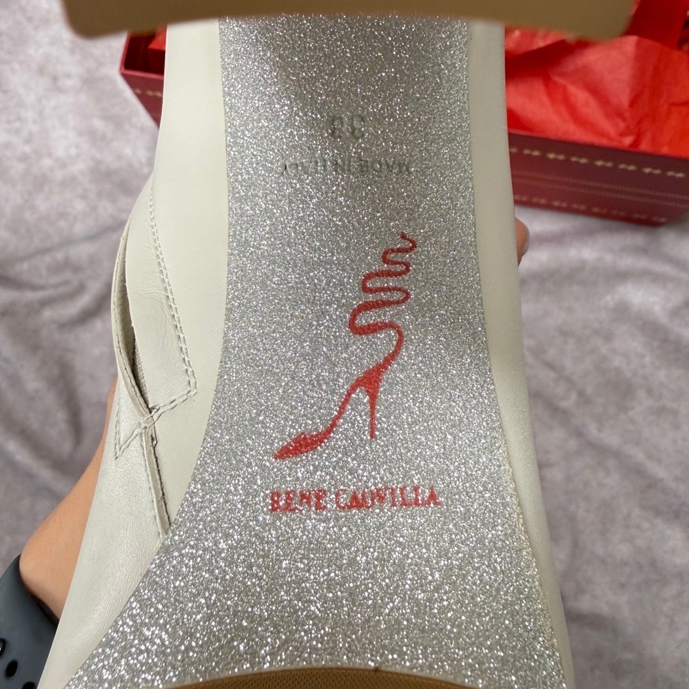 Rene Caovilla Nina Ivory Calf Leather Strass Crystal Heel Ankle Boots 38 NEW - Picture 7 of 9
